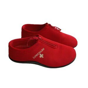 Kiufit Womens Water Shoes Red Lifeguard Embroidered Zip Close 7
